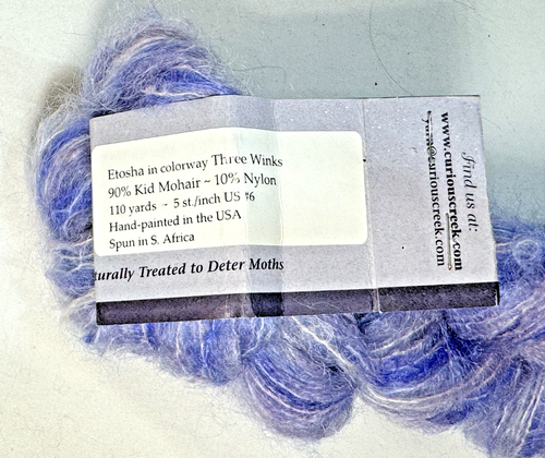 CURIOUS CREEK FIBERS Lovely Mohair/Nylon Gorgeous Blues "Three Winks" Yummy! - Picture 3 of 3