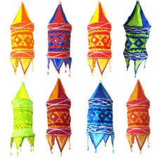 Stofflampe Hängelampe GOA Ibiza - Lampion 1-stufig mit Spiegeln Lampenschirm 