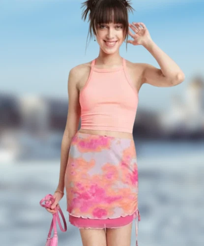 Mesh lettuce hem skirt cheap