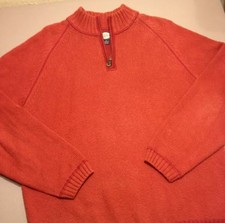 TOMMY BAHAMA mens M 1/4 zip sweater cotton Orange long sleeve
