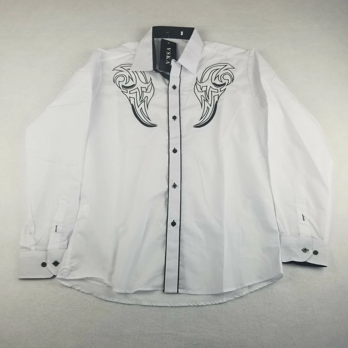 White dress shirt cheap with black trim