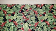 Bale End - 100% Cotton Holly on Black Design - W 44" x L 6"