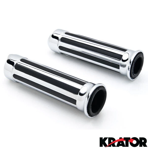 Nuevas empuñaduras de manillar calavera cromadas de 1" para Yamaha Kawasaki Honda Harley Suzuki Foto 2 de 4