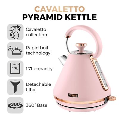 Tower Cordless Kettle, T10044PNK Cavaletto 3KW Fast Boil in