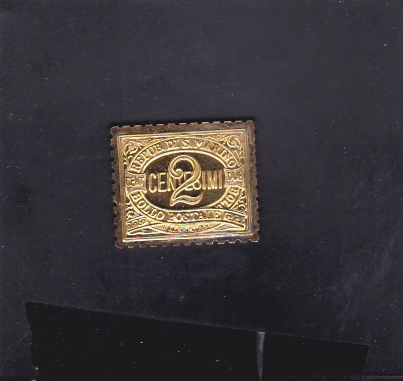 M*e様 B. 'Domingos Martins' Original Clon SAN MARINO FIRST ISSUE (1877) REPLICA 24 KT IN GOLD VERY