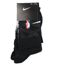 NIKE NBA PowerGrip Elite Basketball Crew Socks XX-Large 15-18 Black White