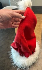 VTG POTTERY BARN KIDS FLEECE FAUX FUR POM POM SANTA HAT CHRISTMAS O/S