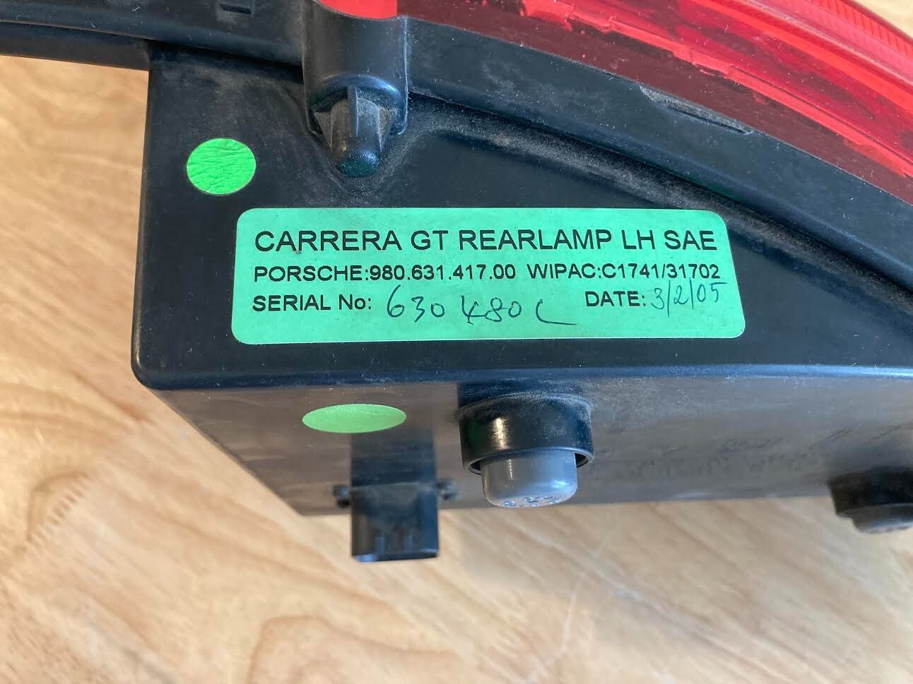 2005 Porsche Carrera GT Rear Driver Taillight