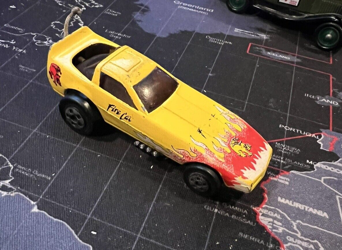 Vintage Retro Toy Drag Racer 80s Road Champs Funny Car Fire Cat