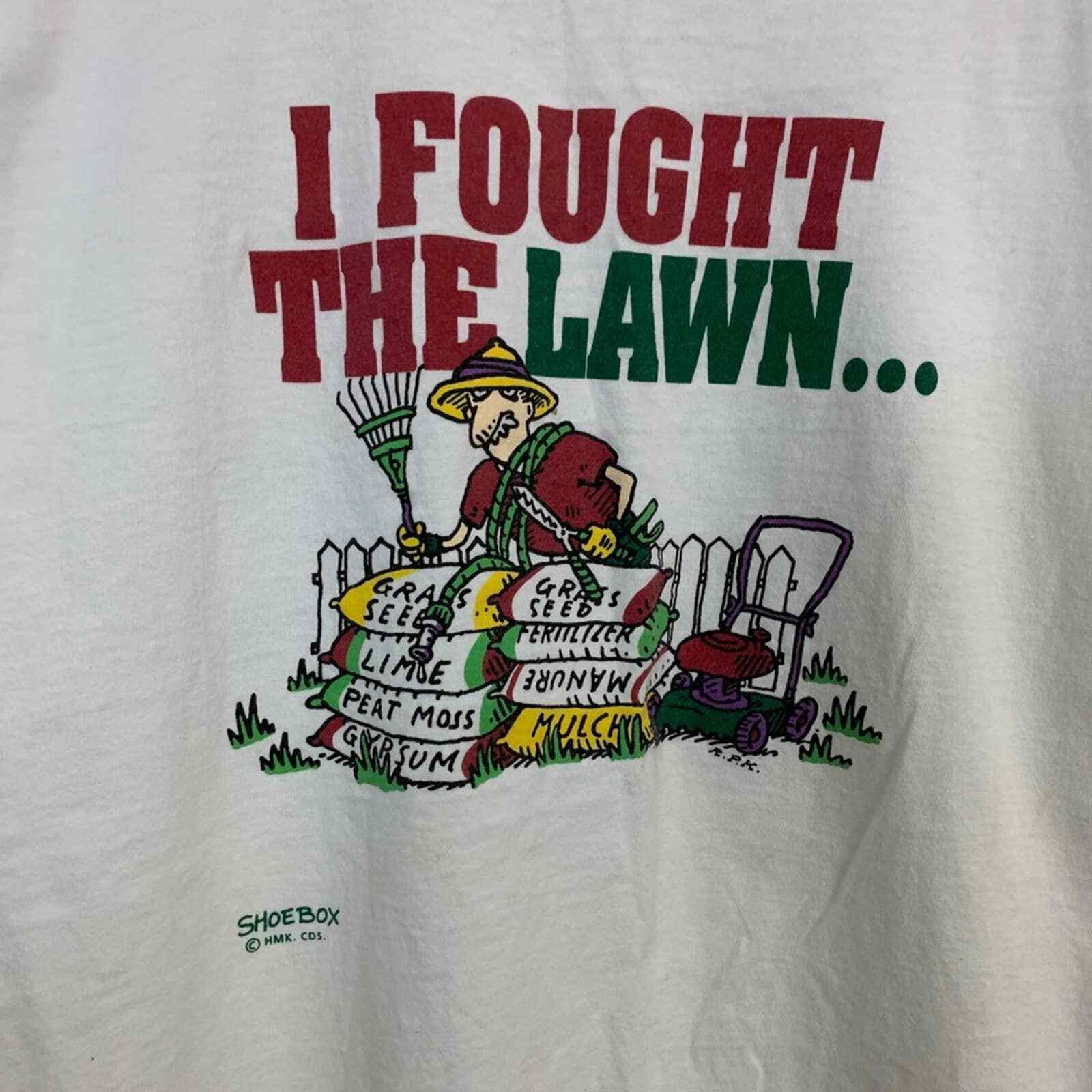 Vintage I Fought The Lawn... T-shirt (Size: XL) - image 2