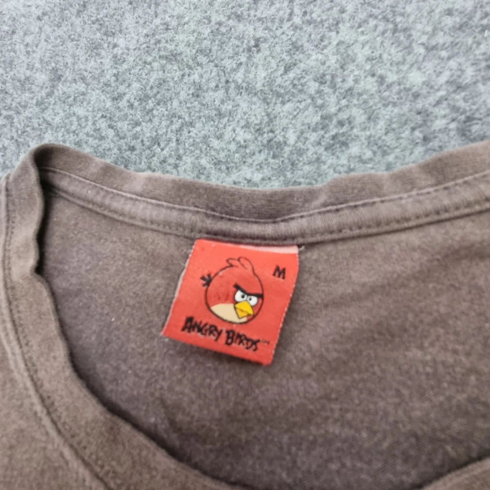 Camisa Angry Birds Para Hombre MEDIANA Marrón Adulto Moderno Jugador Nerd Comics Talla M Foto 3 de 4