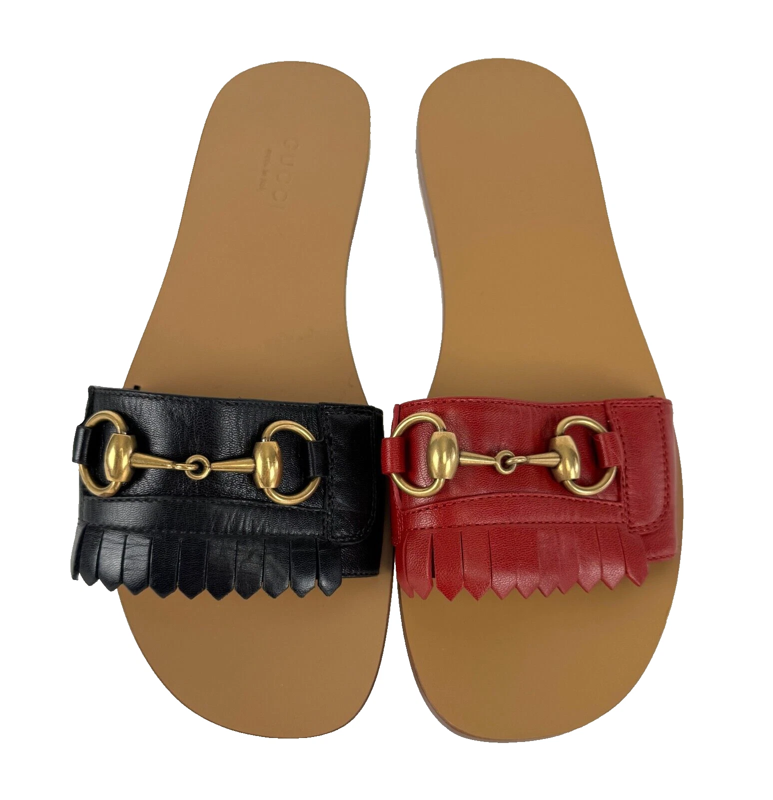 Gucci neuf 6,5 US 36,5 EU couleur fausse correspondance noir rouge slides sandales chaussures plates