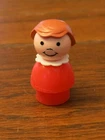 Vintage Fisher-Price Little People Girl figure w/ red dress plastic 70s