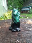 Vintage Retired Mosser Dark Green Slag Glass Sitting Collie Figurine
