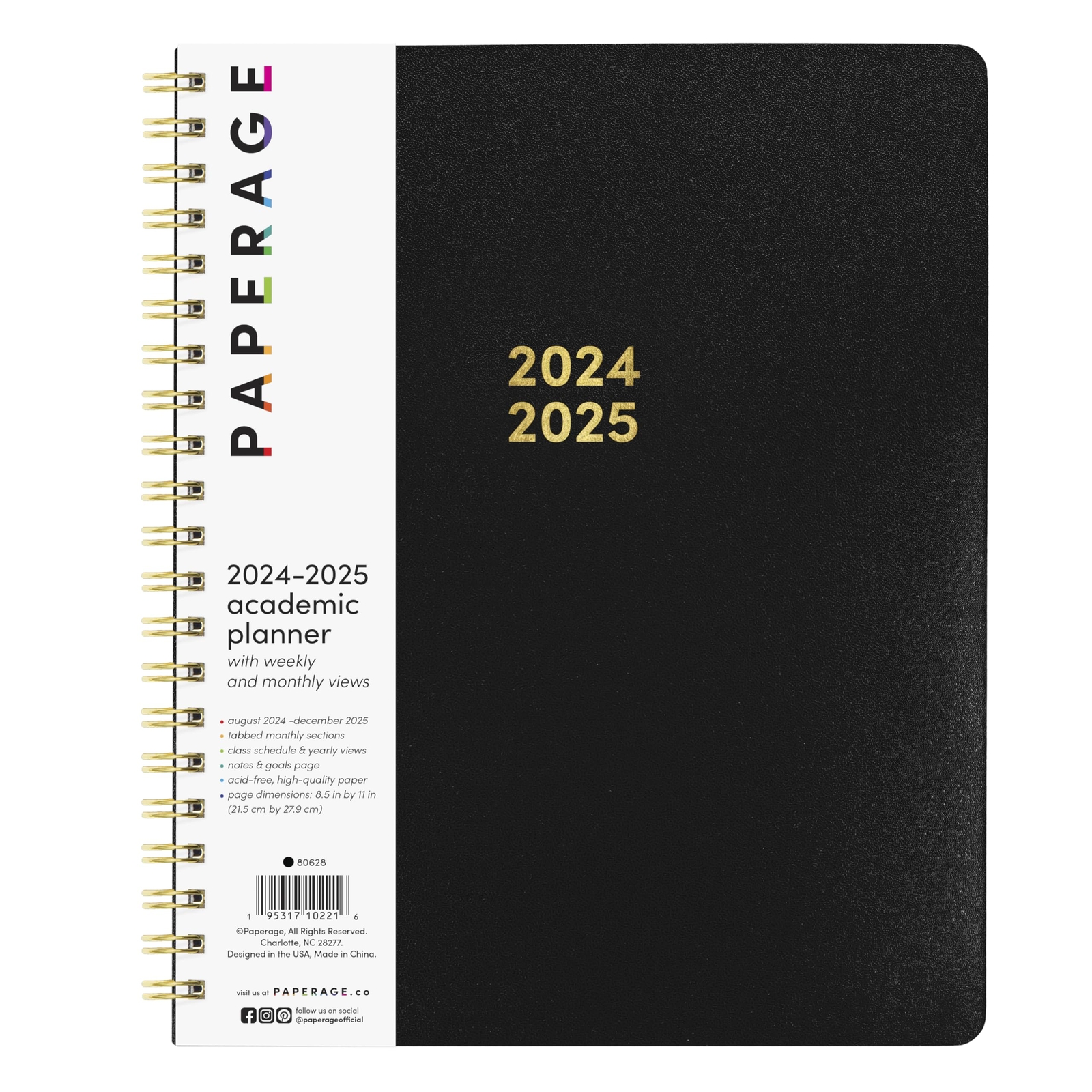 PAPERAGE 17 Month Academic Planner 2024-2025 Weekly & Monthly Spreads August ...