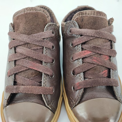 Ugg Australia Kids Kameron Brown Leather Sneakers Size 11 - Picture 7 of 9