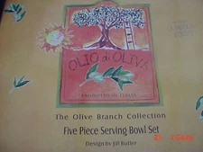 Set of 5 Serving  Bowls  Olive Branch  Pasta Bowls