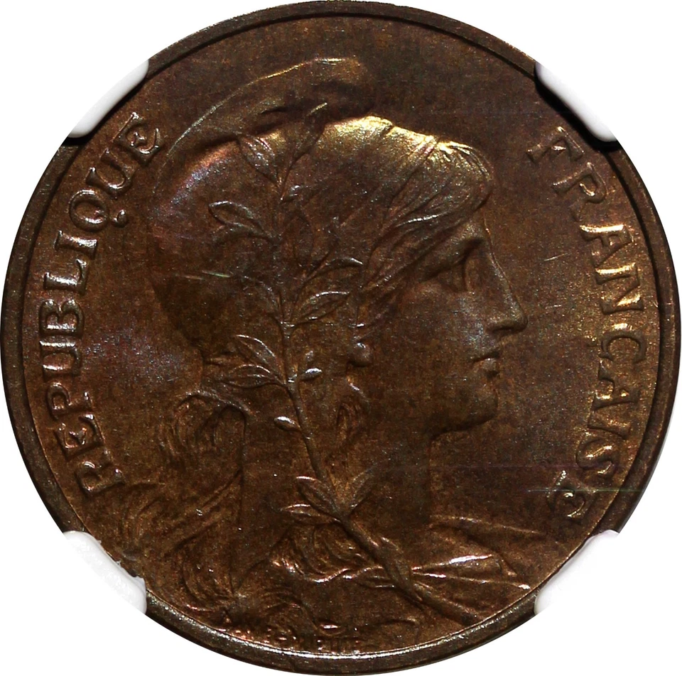 France Bronze 1914 5 Centimes NGC MS64 BN KM# 842 (002) - Image 4 of 4