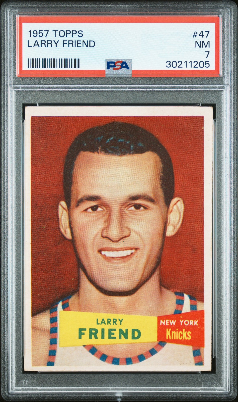 1957 TOPPS #47 LARRY FRIEND ROOKIE RC PSA 7