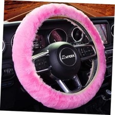 Fluffy Steering Wheel Cover 15 inch  Soft Fuzzy, Winter Warm, Anti-Slip, Pink