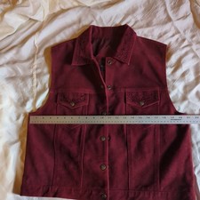 VTG Agapo Collection Womens XL Maroon Suede Vest Embroidered Boho Western