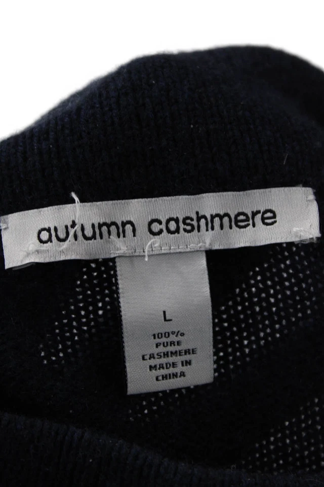 Autumn Cashmere Unisex Dark Blue Mock Neck Pullover Size L - Image 4 of 4