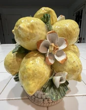 Vintage Simonetta Italian Ceramic Lemon Basket- Made in Italy Tuscan Decor.