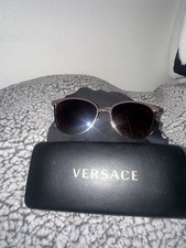 Versace Men  s Pilot Sunglasses Gold Metal Frame Brown Gradient Lenses