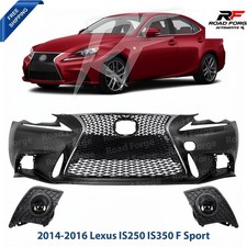 Front Bumper Cover Primed & Fog Lights Kit For 2014-16 Lexus IS250 IS350 F Sport