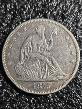 1875 Seated Liberty Half Dollar 50C (With Motto) XF Details – 90% Silver