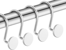 Chrome Shower Curtain Hooks, Rustproof Shower Curtain Rings for Bathroom, Metal