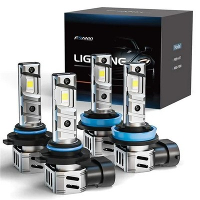FRANXI 9005/H11 Bulbs Combo Fog Lights 120W Super Bright 6000K Cool White 4 PACK