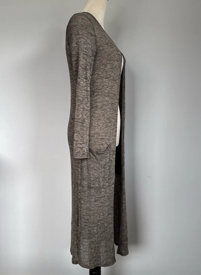 Cardigã feminino Garage Longline tamanho S espanador marrom urze bolsos de malha - Imagem 2 de 4