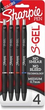 Sharpie S-Gel, Gel Pens, Medium Point 0.7mm , Blue Ink Gel Pen, 4 Count