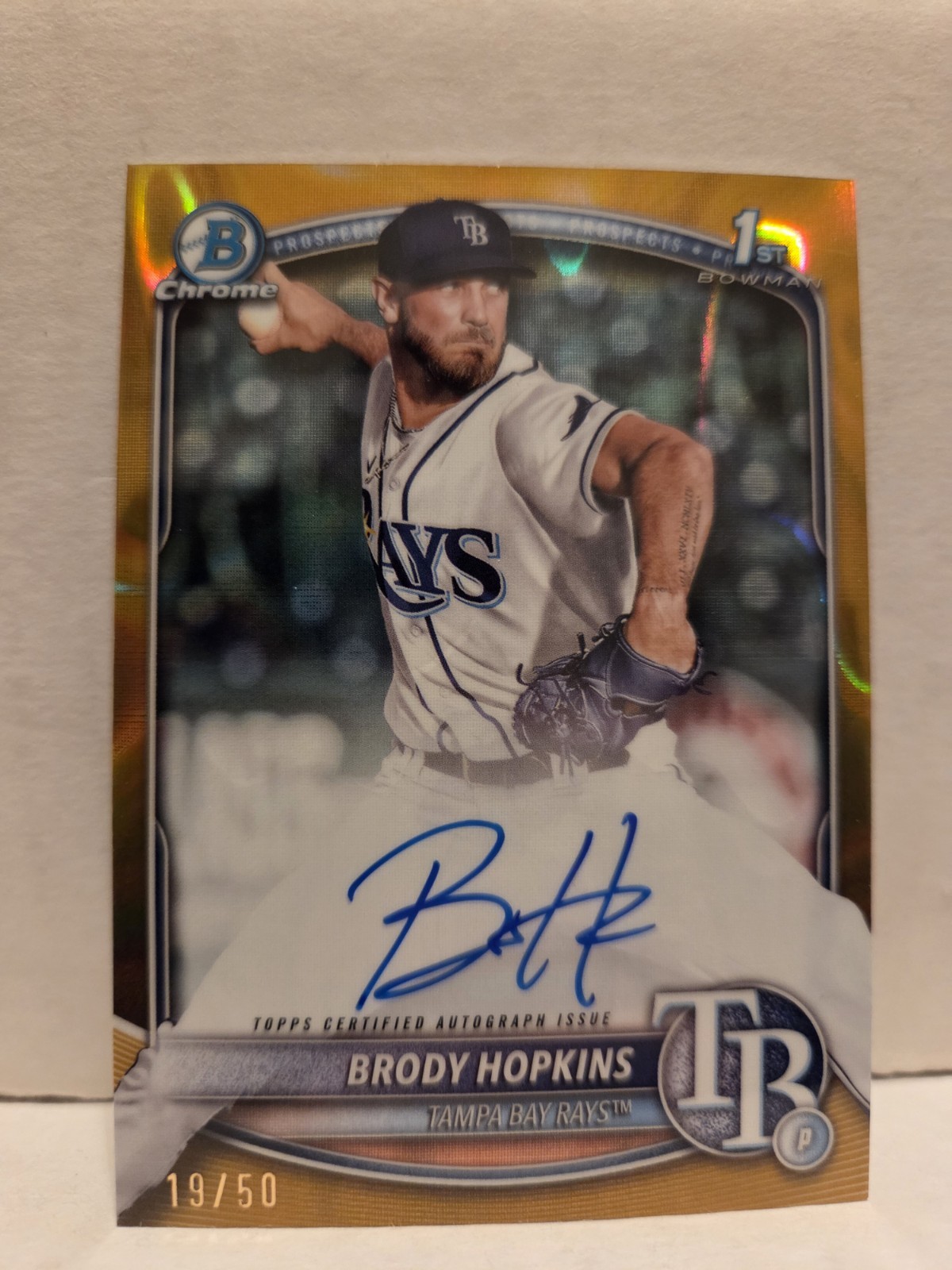 Brody Hopkins 2025 Bowman Chrome Gold Lava Refractor Auto /50 1st Prospect RC