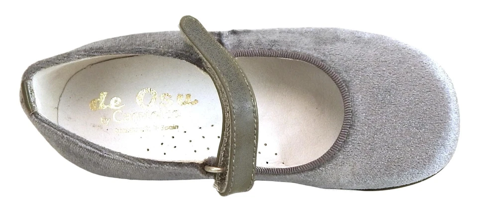 DE OSU - España - Zapatos de vestir de fiesta de terciopelo gris plata para niñas - Europeos 24 -Talla 7 Foto 4 de 4
