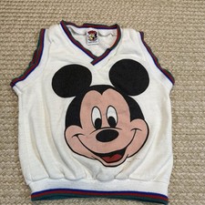 Vintage Mickey Mouse Sleeveless Sweatshirt Kids 3/4Made in USA Disney VGUC 1980s