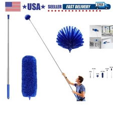 Cobweb Duster with Extension Pole, Washable Cleaning Duster Kit with 2 Duster...