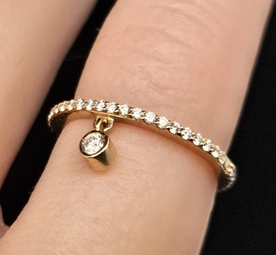 14k Gold Michael M Diamant Liebe Pfeil Ring Größe 2,5 Hänger Charm 0,21ct Amor