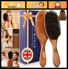 Handmade Boar Bristle Hair Brush - Natural Wooden Detangling Brush for All Hair