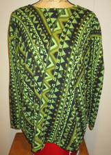 NWT Bob Mackie Wearable Art Sweater 3X Green/Black print