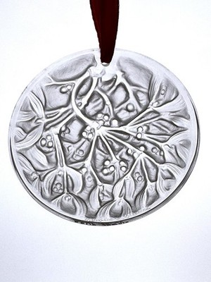 Lalique Mistletoe Clear - 1988 Christmas Ornament, 2 1/2  *IN BOX*