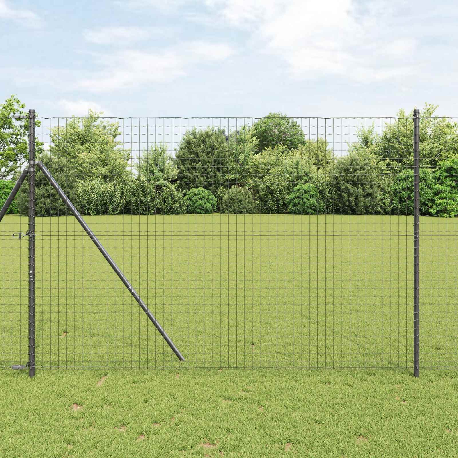 Palo della recinzione 2 pcs Grigio Acciaio Verniciato a Polvere