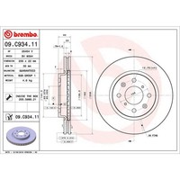 Bremsscheibe Brembo 09.C934.11, Vorne, BelüFtet, 1 StüCk