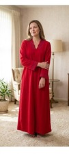 VINTAGE 80's Vanity Fair Long Nightgown Red Fleece S