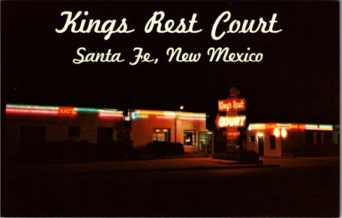Vintage Postcard King's Rest Court Motel Neon Sign Santa Fe New Mexico