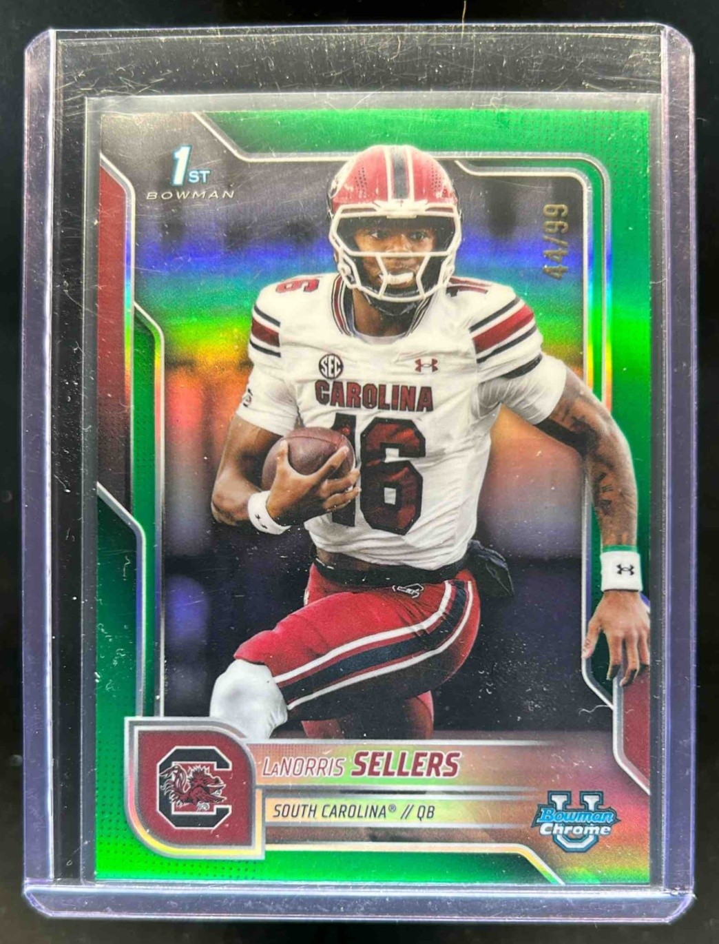 2025 Bowman Chrome U LaNorris Sellers Green Refractor 1st #44/99