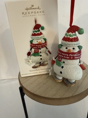 Hallmark Keepsake Ornament 2011 Snowshoe Snowman KOC Club Ceramic Christmas