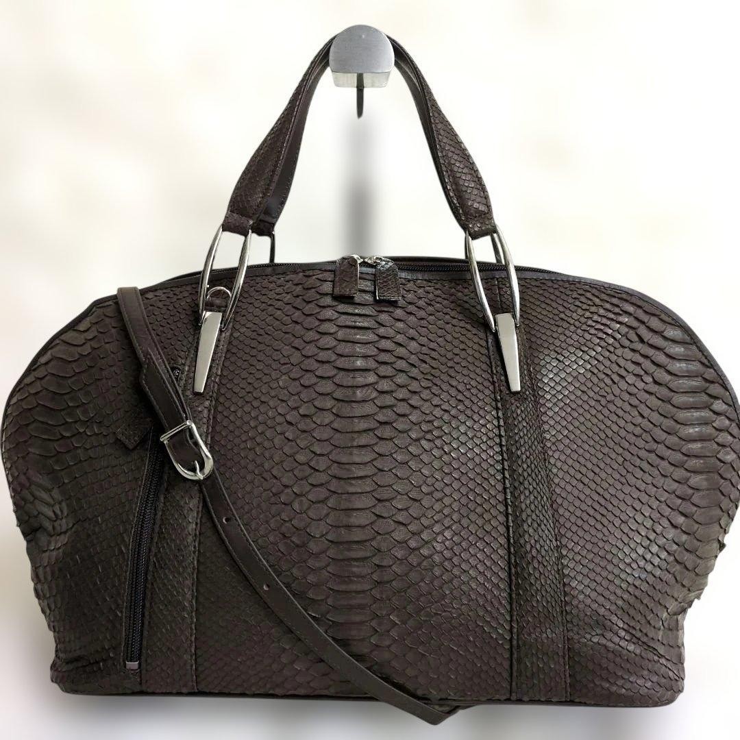 Finest Diamond Python Leather Boston Bag Matte Fi… - image 2