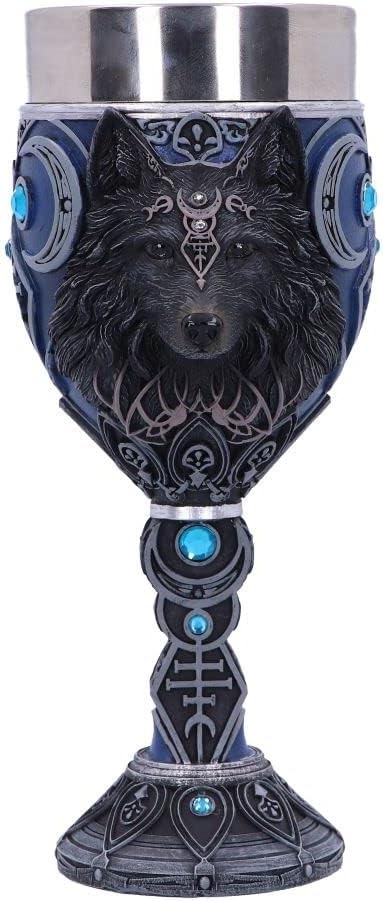 Nemesis Now Wolf Moon Goblet, Blue, 19.5cm